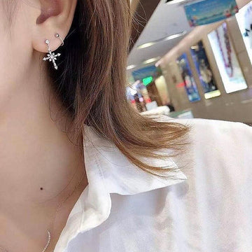 Charming Fancy Cross Dangle Earrings with Crystal Cubic Zirconia - Best Selling Religious Jewellery - The Jewellery Supermarket